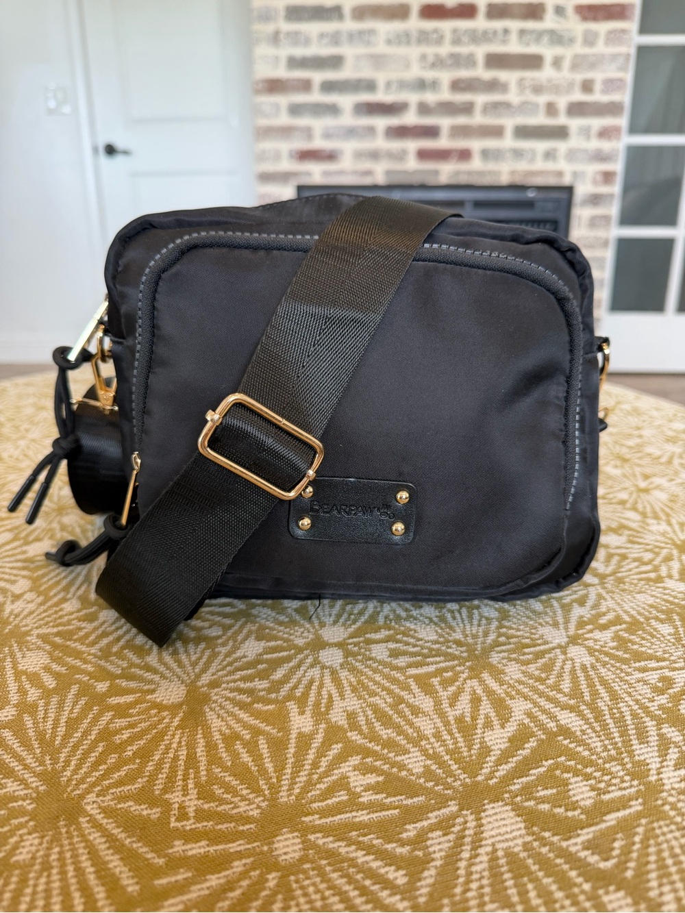 BearPaw Crossbody Camera Bag with Gold Hardware